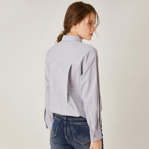 Famecoco范可儿格子衬衫女长袖秋季纯棉设计感全棉上衣F195BA008 商品图1