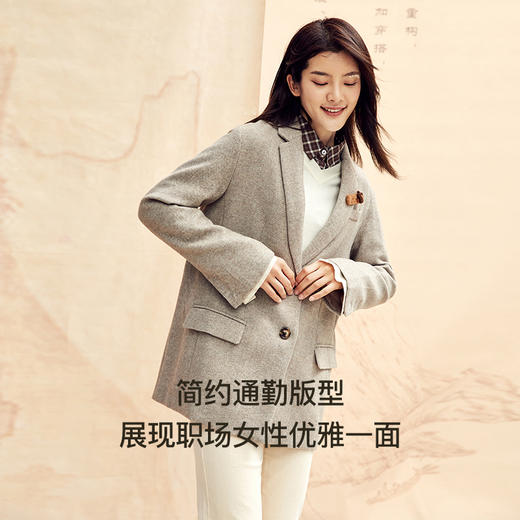 Famecoco范可儿毛呢外套气质呢子西装外套F198AB112 商品图1