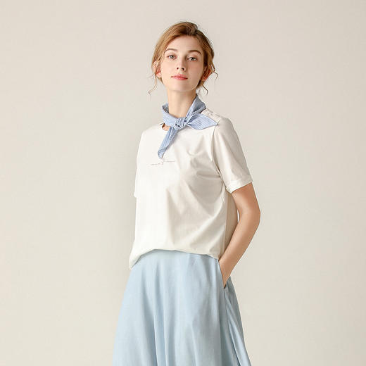 【直 播 间】famecoco范可儿短袖T恤ins潮纯棉圆领简约短袖上衣F203BB007 商品图2