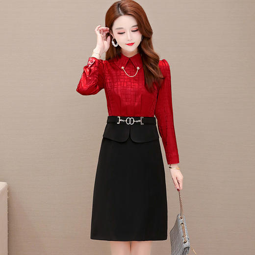 YWE  XYKL-610气质优雅时尚中长款拼接减龄连衣裙 商品图1