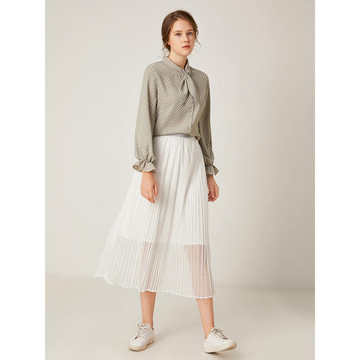 famecoco范可儿新品淑女蝴蝶结领雪纺衫波点印花衬衫女 F198BA001 商品图2