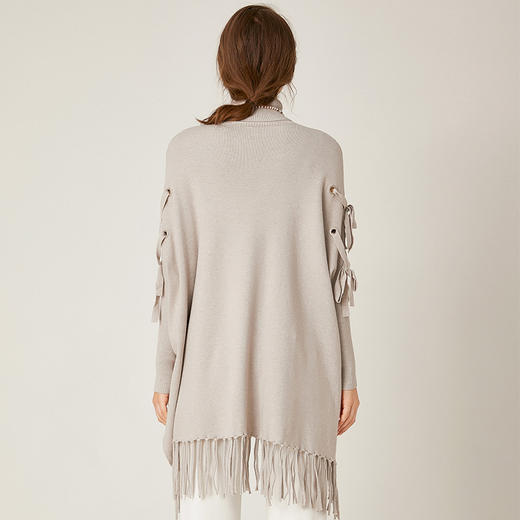 Famecoco范可儿秋季高领毛衣女宽松外穿流苏套头毛衫F195DB033 商品图1