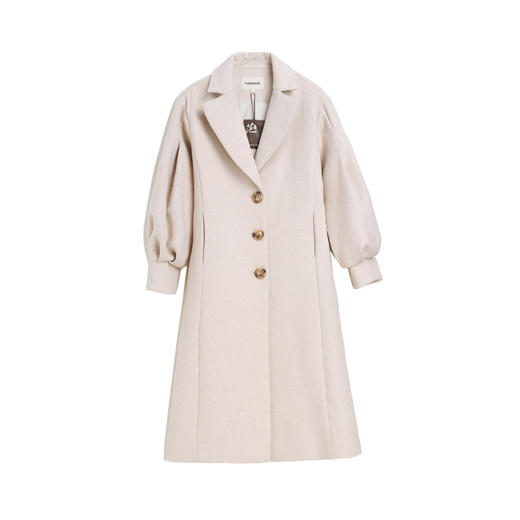 Famecoco范可儿毛呢大衣温柔系加厚绑带中长款外套F198AC007 商品图4