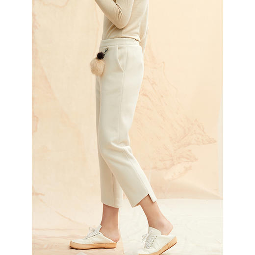 famecoco范可儿裤子女秋冬显瘦百搭休闲直筒裤F198GA001 商品图1