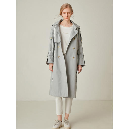 Famecoco范可儿风衣女中长款宽松连帽外套F195AA004 商品图2