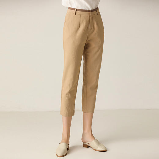 famecoco范可儿裤子女2020夏薄款长裤显瘦百搭休闲裤女F203GA031 商品图2