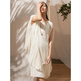 Famecoco范可儿连衣裙桑蚕丝气质超仙长裙F203FA021