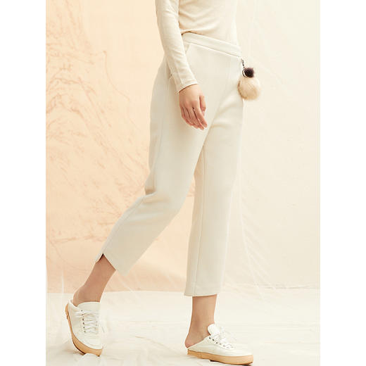 famecoco范可儿裤子女秋冬显瘦百搭休闲直筒裤F198GA001 商品图2