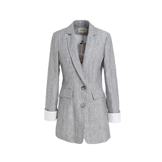 famecoco范可儿条纹西装长袖短外套F201AB026 商品图4