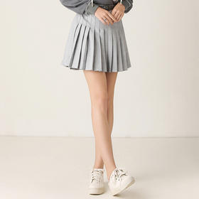Famecoco范可儿百褶裙百搭高腰半身裙短裙F201HA009