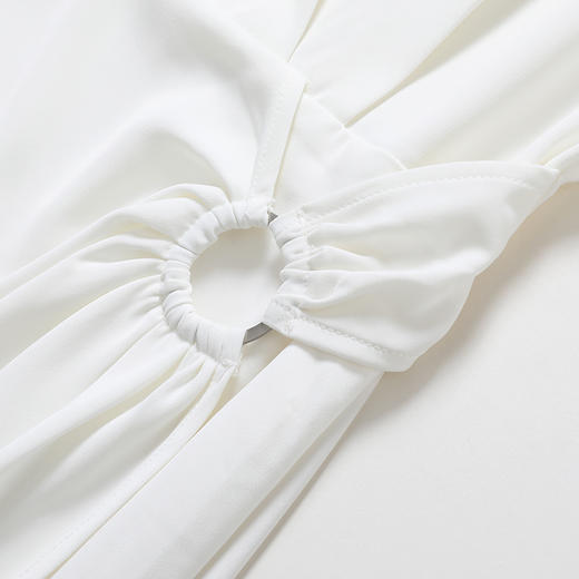 famecoco范可儿连衣裙女夏新款轻熟白色收腰气质中长裙F193FA048 商品图3