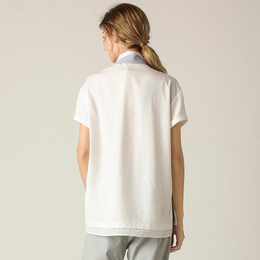 famecoco范可儿2020夏季新款显瘦正装立领开叉衬衣女F203BA023 商品图1