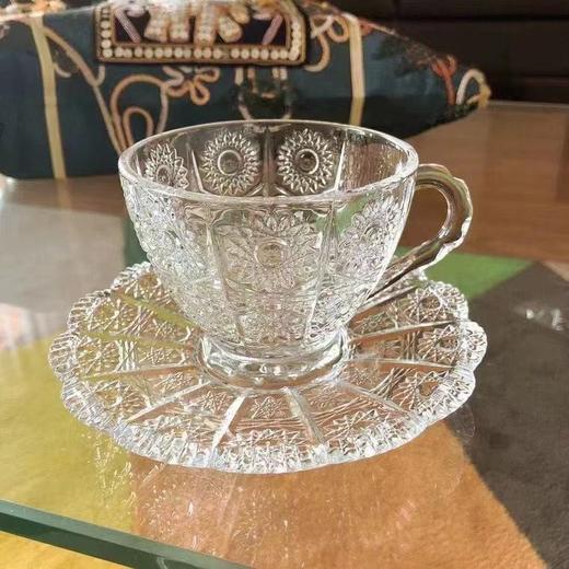 新款北欧ins网红咖啡馆复古浮雕咖啡杯碟单品拿铁杯玻璃茶杯套装 商品图0