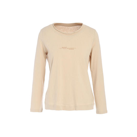 famecoco范可儿全棉t恤长袖白色纯棉圆领字母打底上衣F191BB011 商品图4