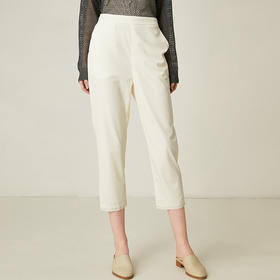 famecoco范可儿通勤裤子女新款宽松直筒长裤白色休闲裤F193GA027