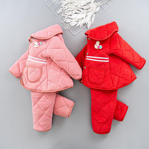 PDD-XSGTZ210115新款冬季儿童加厚三层夹棉保暖珊瑚绒家居服套装TZF 商品图3