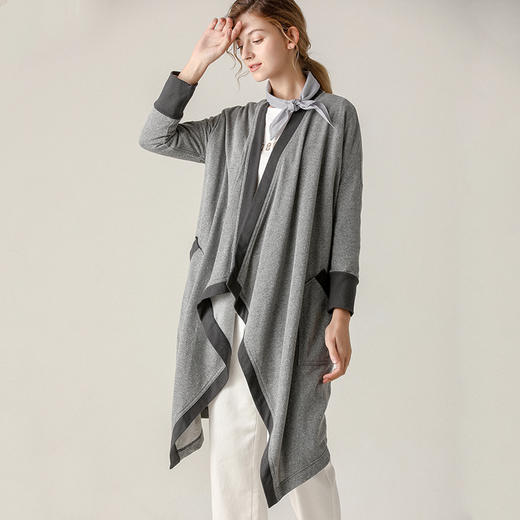 famecoco范可儿针织衫秋装百搭长袖不规则开衫F201AB023 商品图2