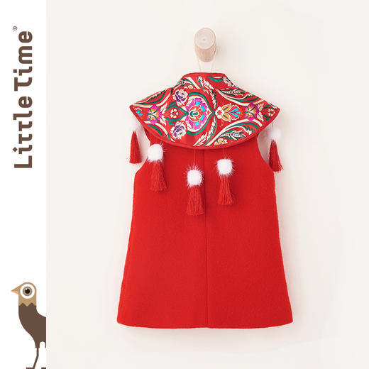 littletime童装2021拜年服新款红色新年旗袍连衣裙背心裙女童裙子 商品图1