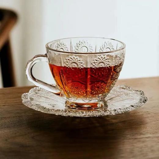 新款北欧ins网红咖啡馆复古浮雕咖啡杯碟单品拿铁杯玻璃茶杯套装 商品图2