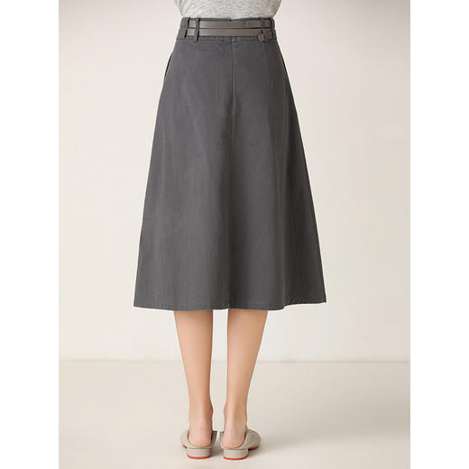 famecoco范可儿半身裙秋冬女复古A字裙百搭腰带中裙女F201HA016 商品图1