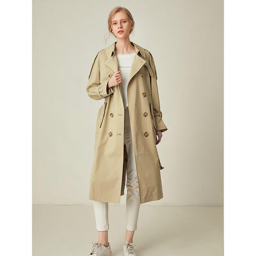 Famecoco范可儿秋季英伦风风衣女收腰气质中长款F185AA028 商品图3