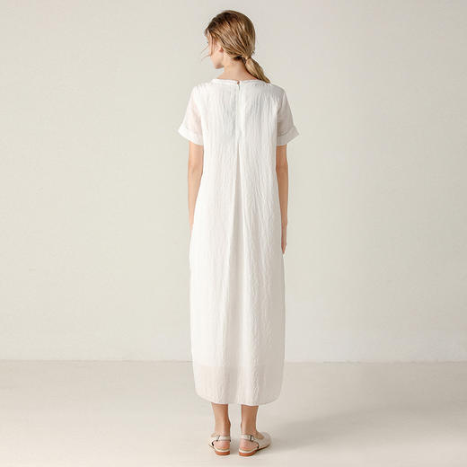 Famecoco范可儿连衣裙女夏刺绣钩花复古文艺短袖中长款F203FA005 商品图1