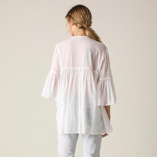 famecoco范可儿蝴蝶结流苏宽松雪纺衬衫女F203BD010 商品图1