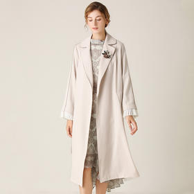 famecoco范可儿风衣外套春优雅风显瘦拼色中长款女F201AA019