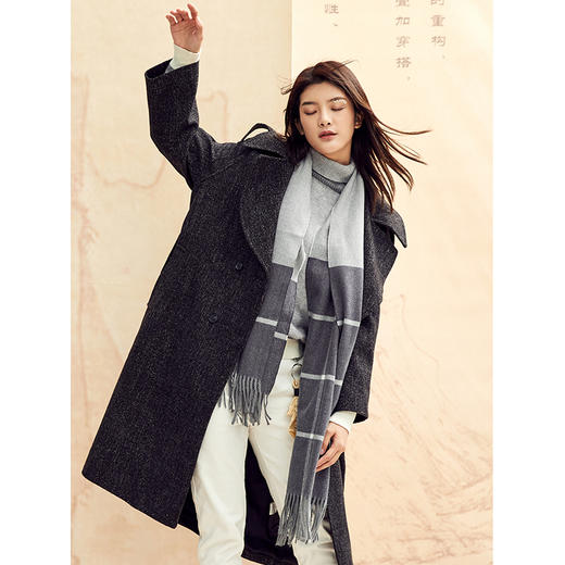 Famecoco范可儿毛呢外套显瘦中长款呢子大衣F198AC126 商品图1