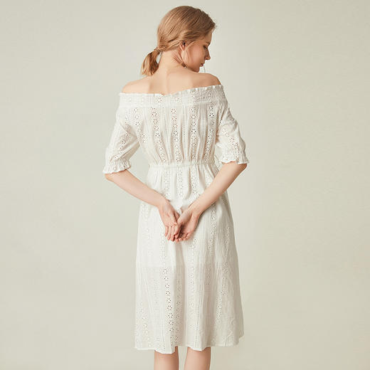 famecoco范可儿连衣裙夏新款显瘦气质一字领A字中长款F193FA005 商品图1