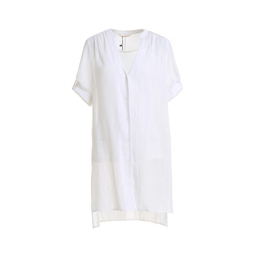 famecoco范可儿短袖上衣女设计感2020夏宽松v领薄款小心机衬衫女F203BA003 商品图4