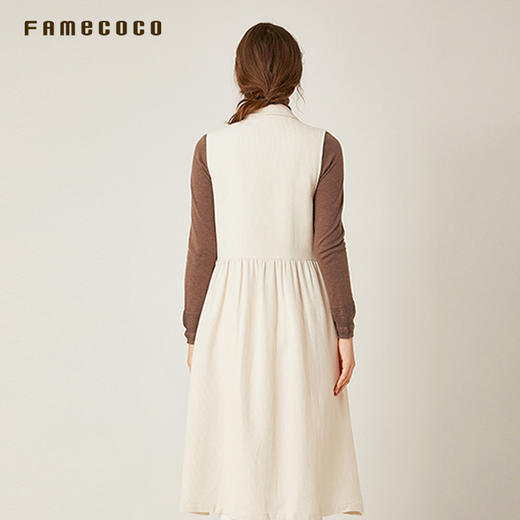 famecoco范可儿休闲中长款外套收腰双排扣马夹女 F195CA008 商品图4