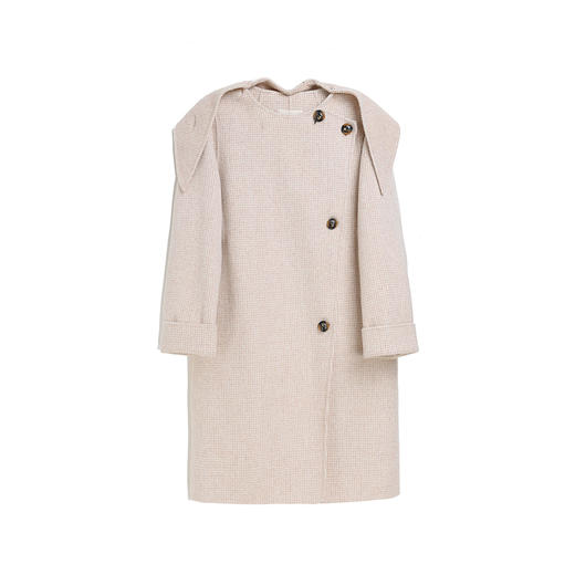 Famecoco范可儿新品文艺风中长款外套女绵羊毛毛呢大衣 F198AC023 商品图4