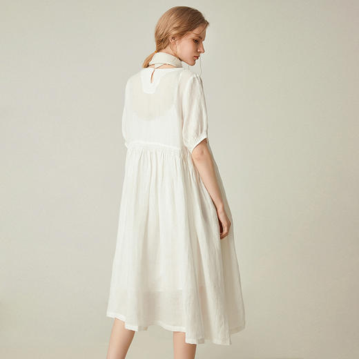 famecoco范可儿棉麻娃娃裙女夏季宽松遮腹高腰亚麻a字裙F193FA015 商品图1