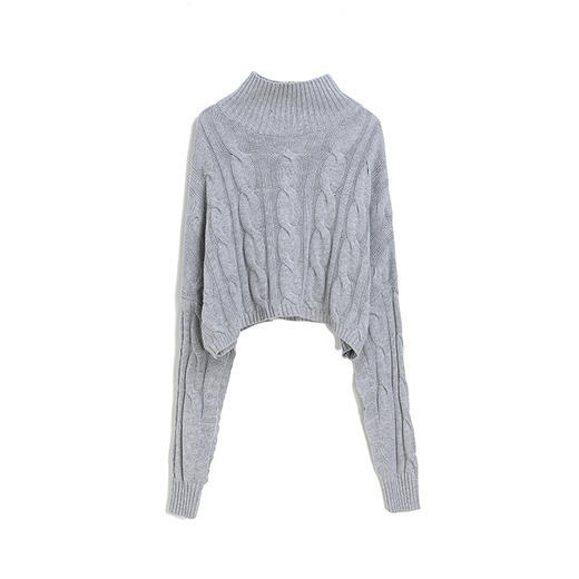 Famecoco范可儿时尚短款毛衣高领宽松显瘦毛针织衫女F198DB019 商品图4