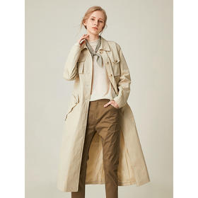 Famecoco范可儿秋季品牌风衣女长款英伦风时尚洋气外套F195AA002