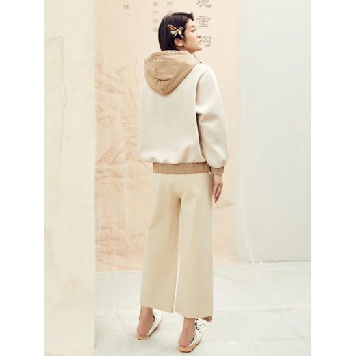 Famecoco范可儿连帽卫衣女秋冬加厚慵懒风宽松套头上衣F188BE006 商品图3