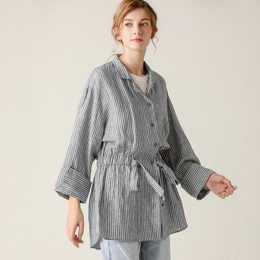 famecoco范可儿衬衫开衫慵懒中长款棉质开衫F203AB002 商品图3