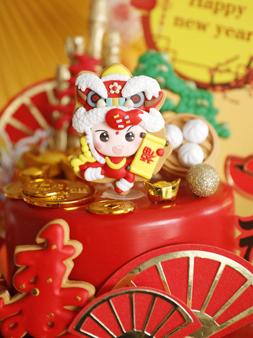 新年蛋糕【甜久荟 蒸蒸日上 福禄寿喜】新年、开业、庆典、祝福  纯动物鲜奶 0添加 低糖 好吃又健康祝福祝寿蛋糕 展示蛋糕尺寸为8叠6 展示内馅为草莓夹心 商品图1