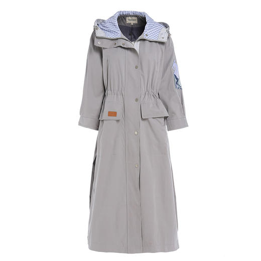 Famecoco范可儿工装风衣女连帽防风运动休闲中长款外套F185AA034 商品图4