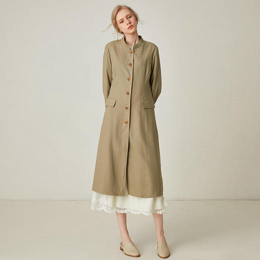 famecoco范可儿风衣外套2020春英伦文艺长外套开衫女F191AB013 商品图2