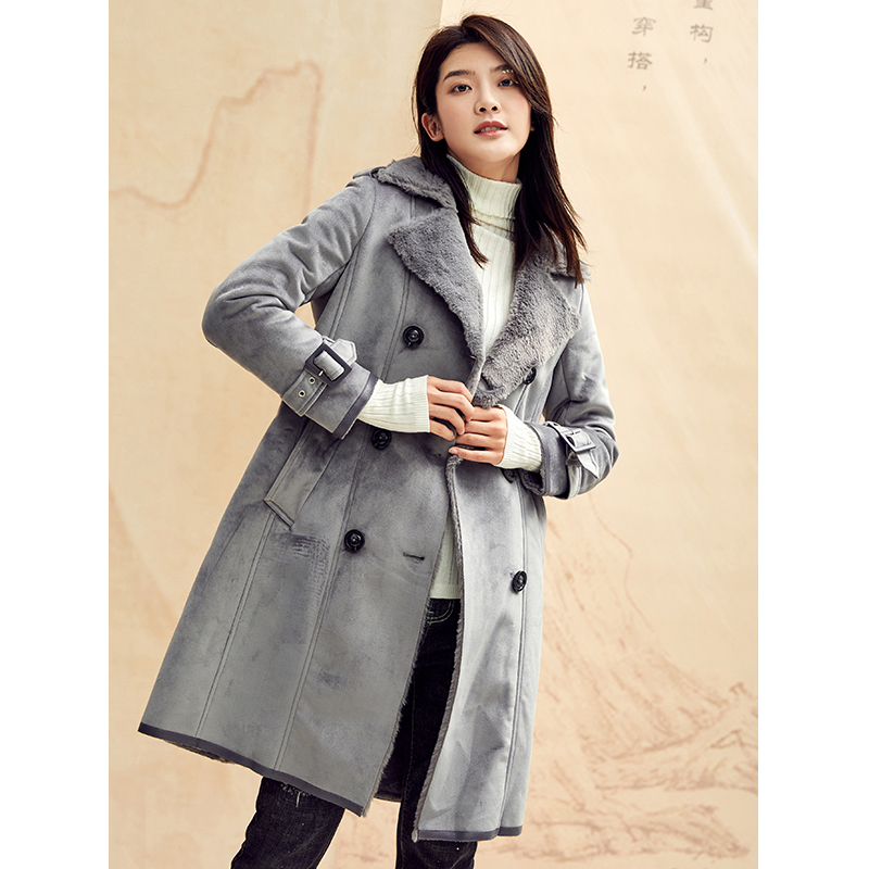 Famecoco范可儿保暖大衣冬季收腰加厚中长款外套F188AC014