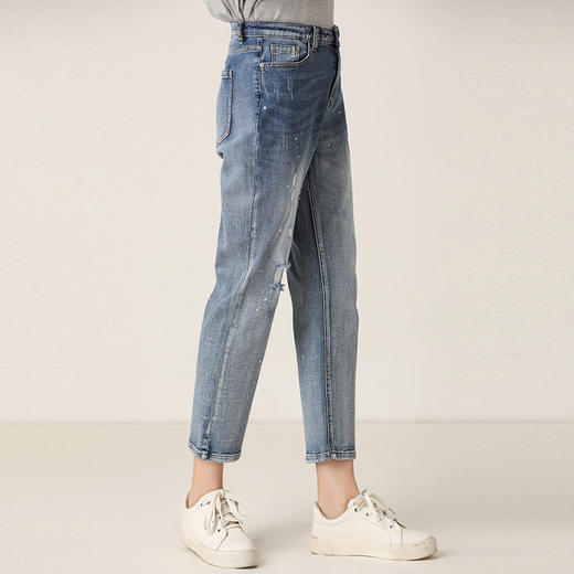 famecoco范可儿直筒裤宽松破洞百搭牛仔裤F201GA006 商品图2