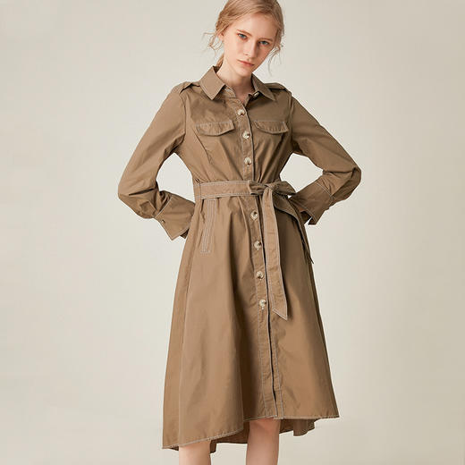 famecoco范可儿赫本风衬衫连衣裙小心机收腰显瘦中长款F191FA032 商品图3