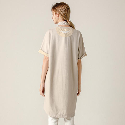 Famecoco范可儿短袖女气质文艺长款T恤棉短袖F203BB003 商品图1