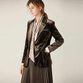 famecoco范可儿西装外套女秋装新款纯色收腰显瘦外套女F201AB013