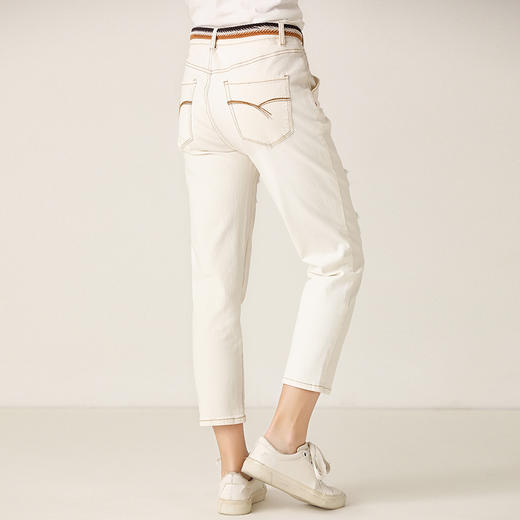 famecoco范可儿牛仔裤新款破洞休闲小脚裤F201GA008 商品图1