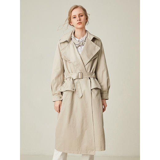 Famecoco范可儿工装风衣外套女大翻领中长款F195AA005 商品图3