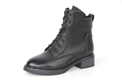 豪行冬季新款29429755马丁靴女皮鞋加绒方跟短靴百搭冬靴棉鞋正品 商品图1