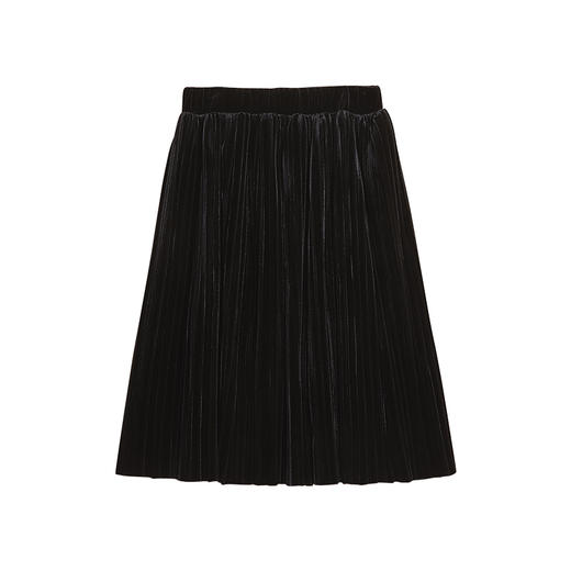 littletime童装丝绒百褶裙 2022冬新款文艺简约百褶中长保暖舒适 商品图3